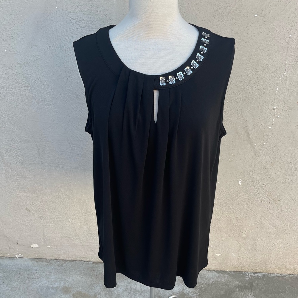 Womens black sleeveless dress blouse size 1X